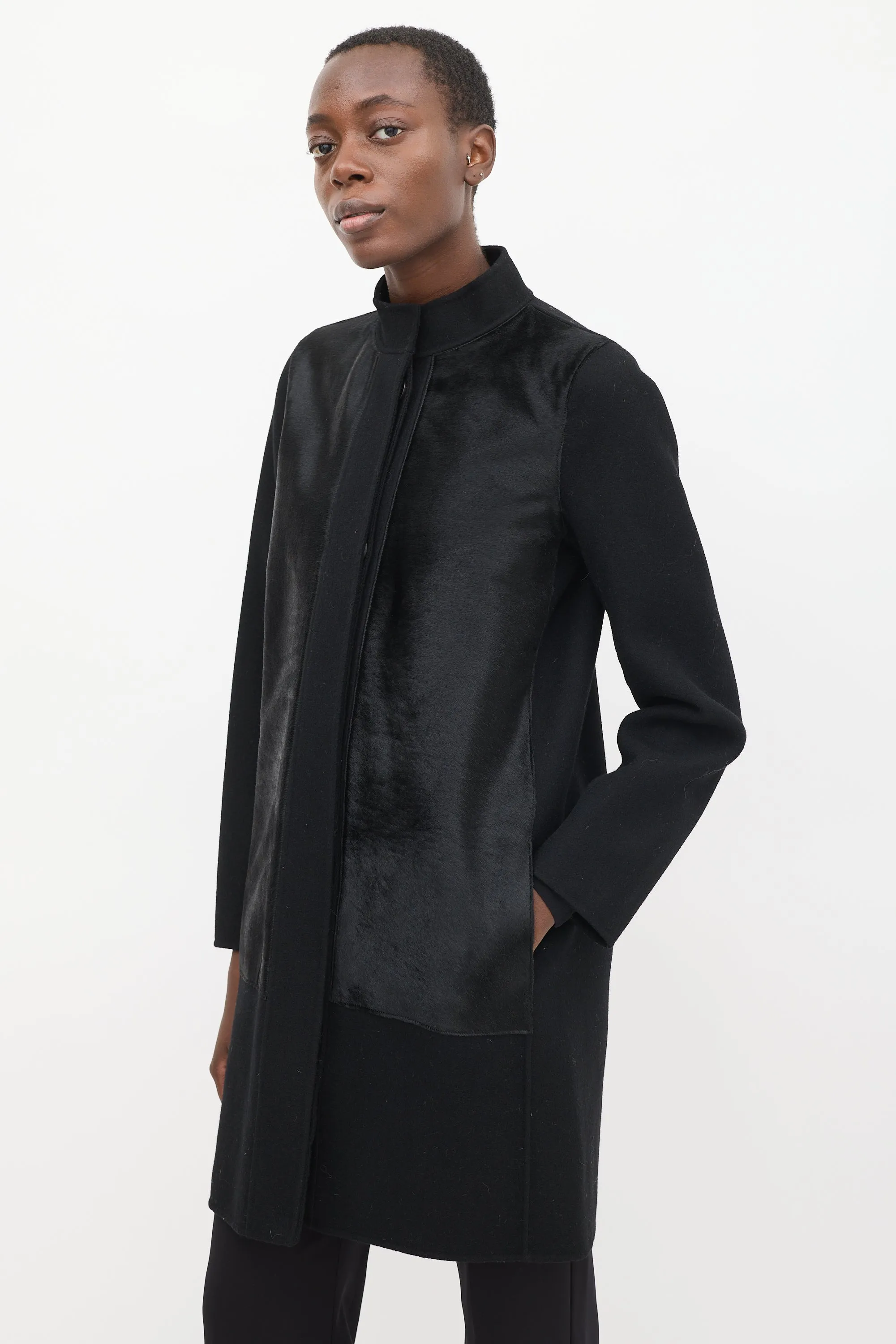 Black Wool Textured Coat