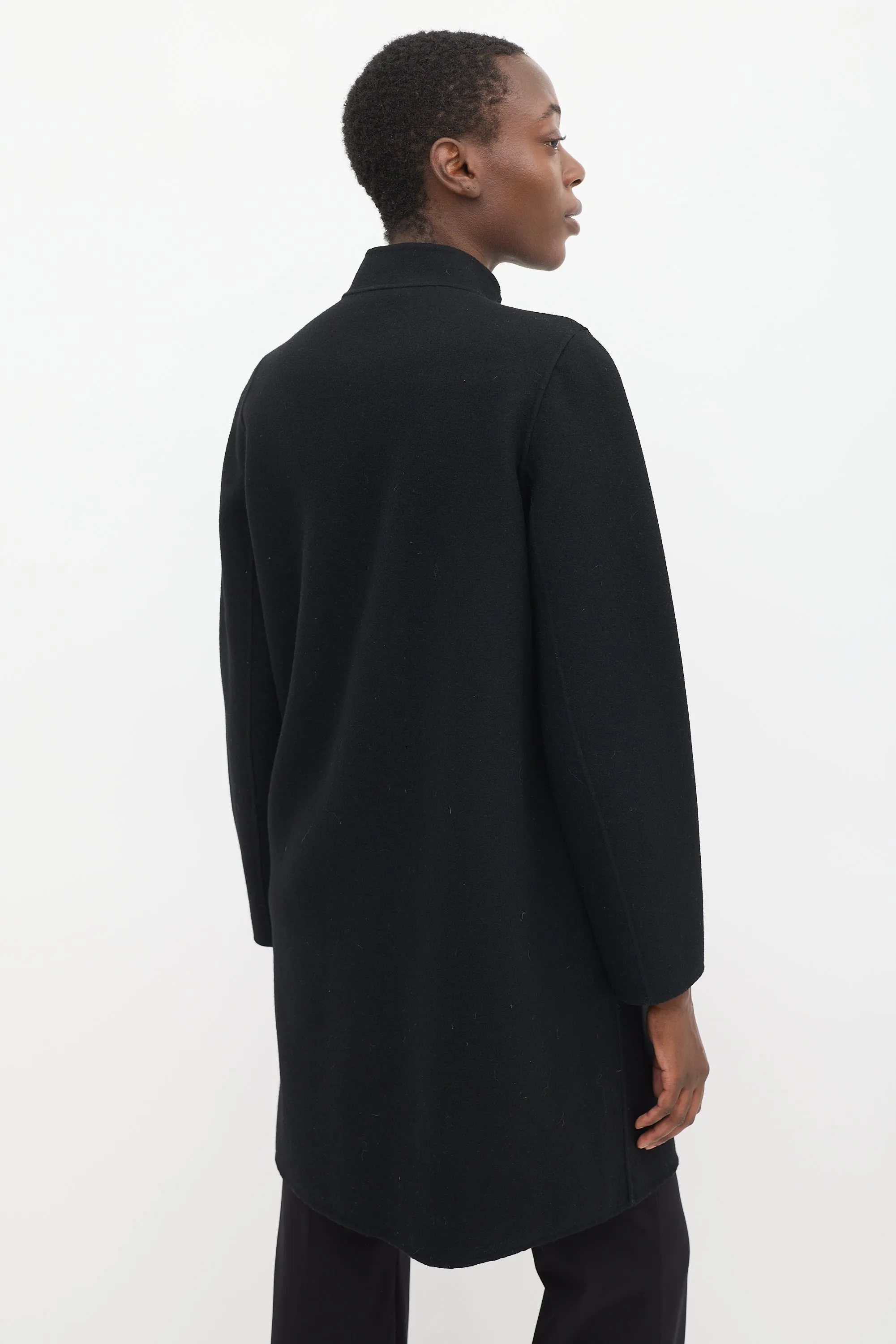 Black Wool Textured Coat