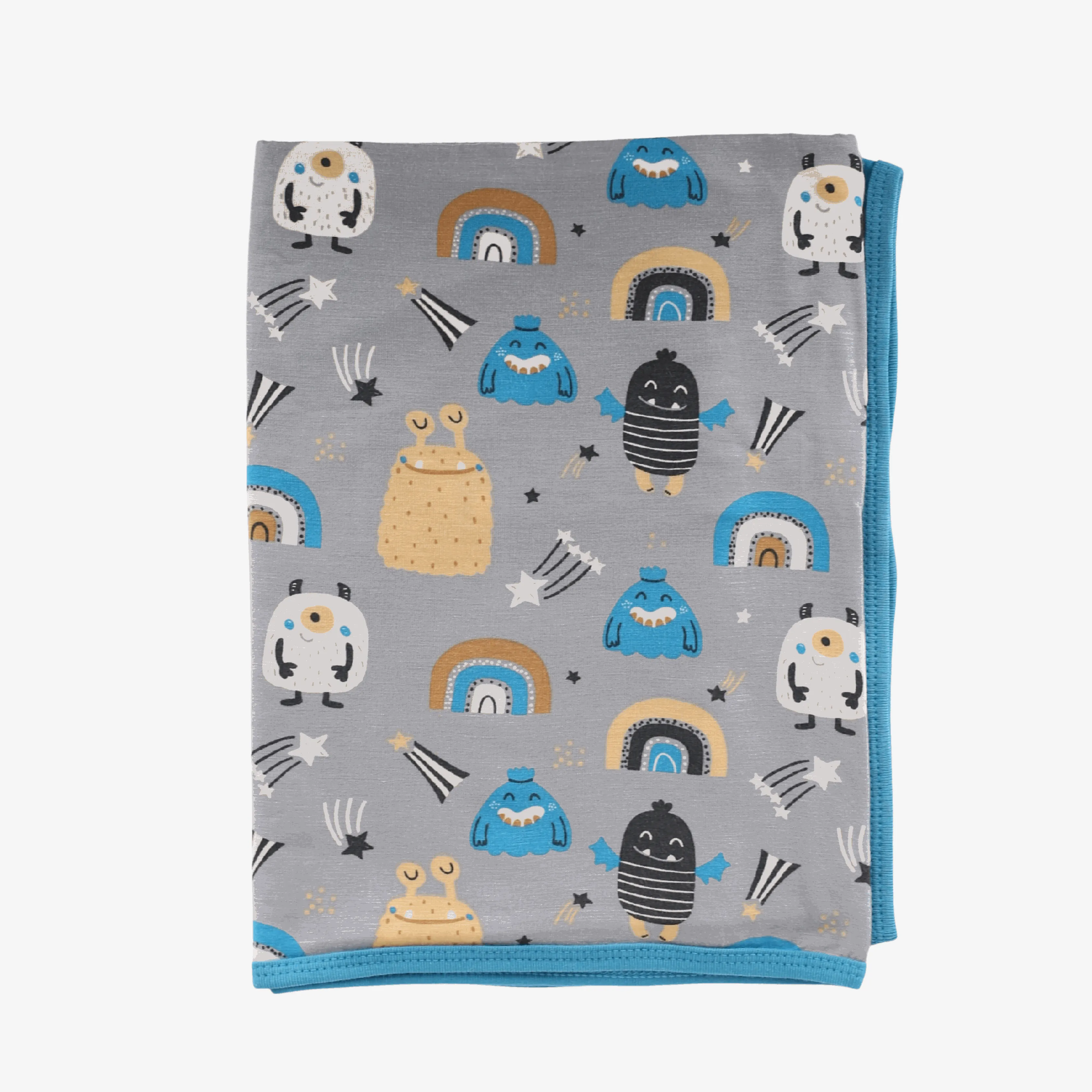 Blue Happy Monsters Swaddle