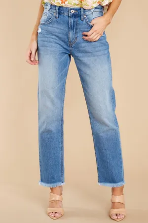 Breeze Through Medium Wash Distressed Straight Jeans