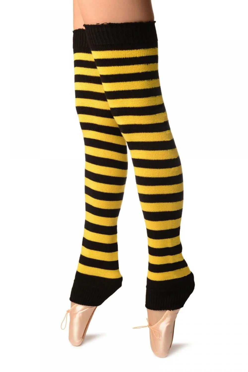 Bright Yellow & Black Stripes Dance/Ballet Leg Warmers