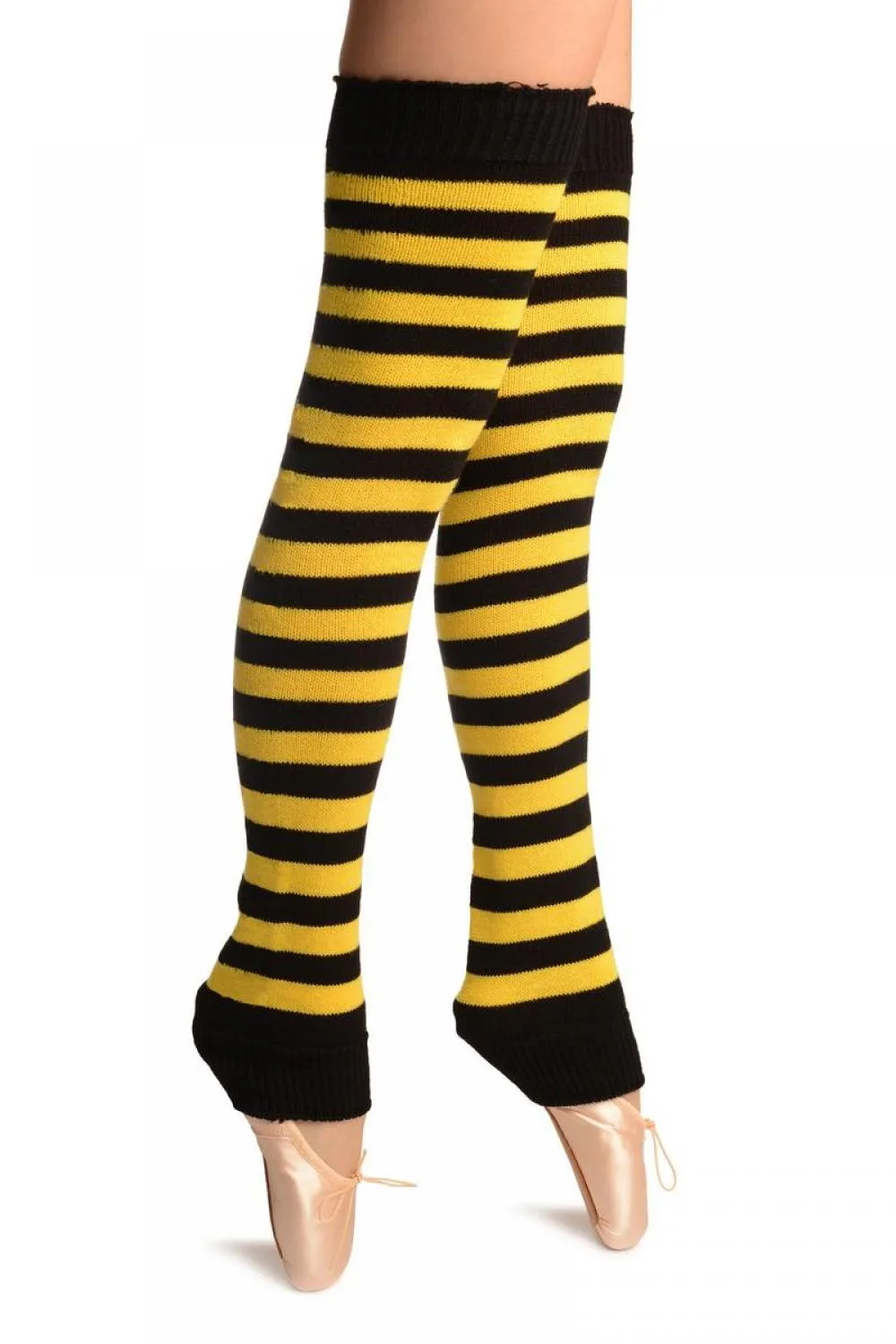 Bright Yellow & Black Stripes Dance/Ballet Leg Warmers