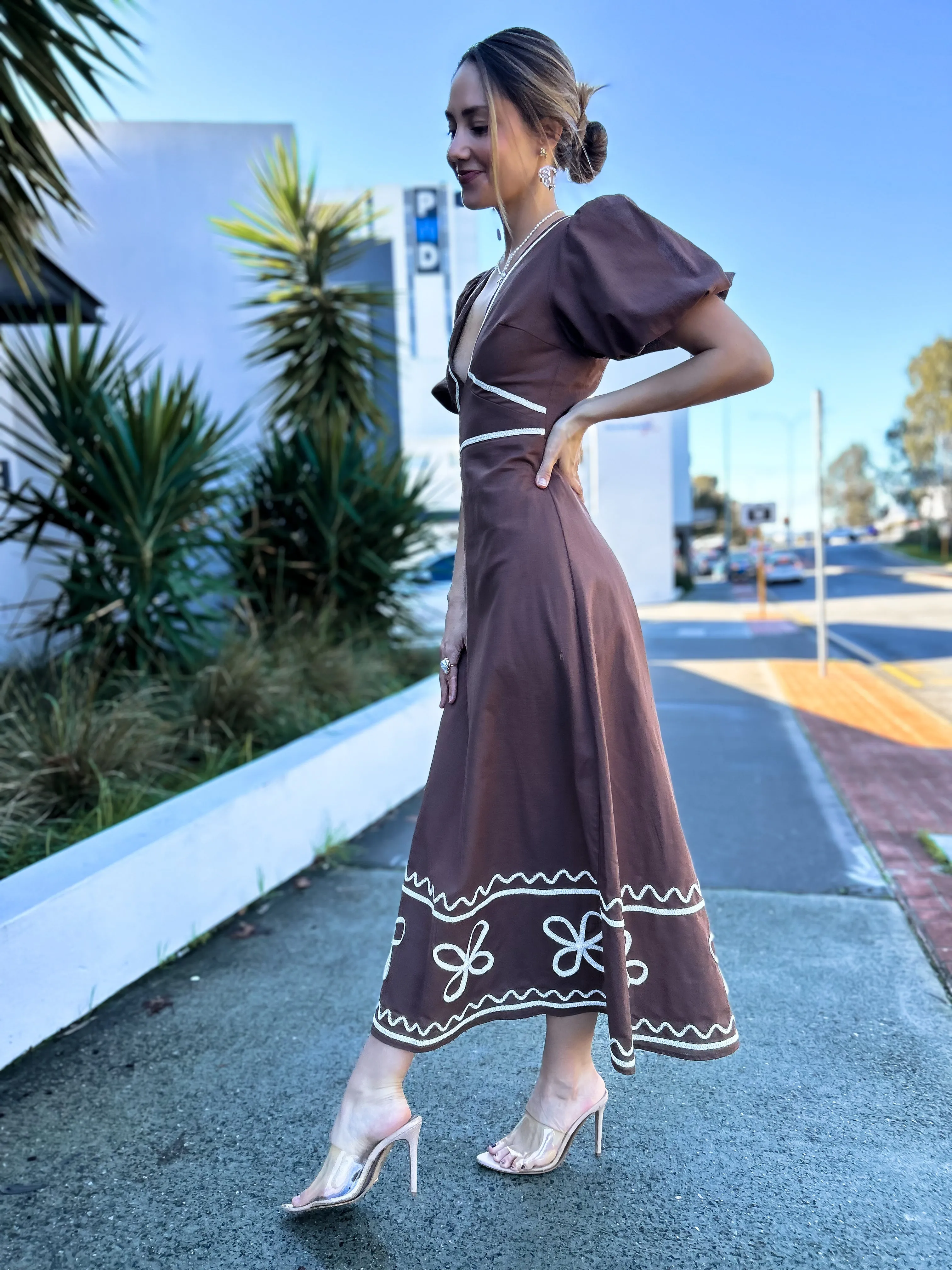 BRONTE Midi Dress - Chocolate