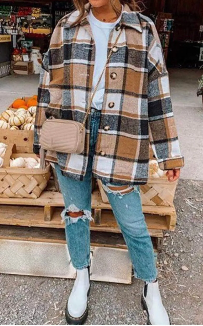 Brown plaid shacket