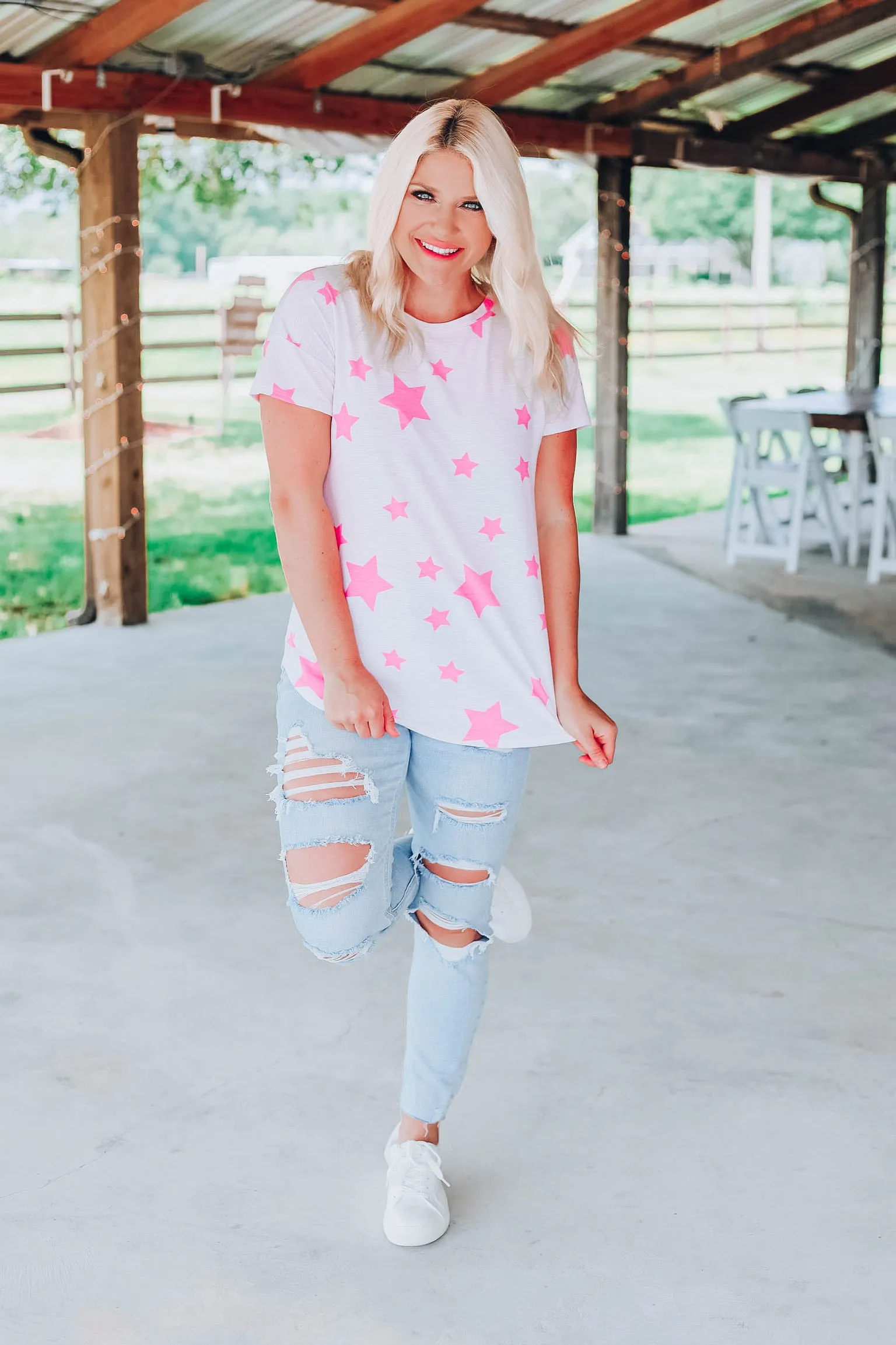 Bubble Gum Pink Star Tunic