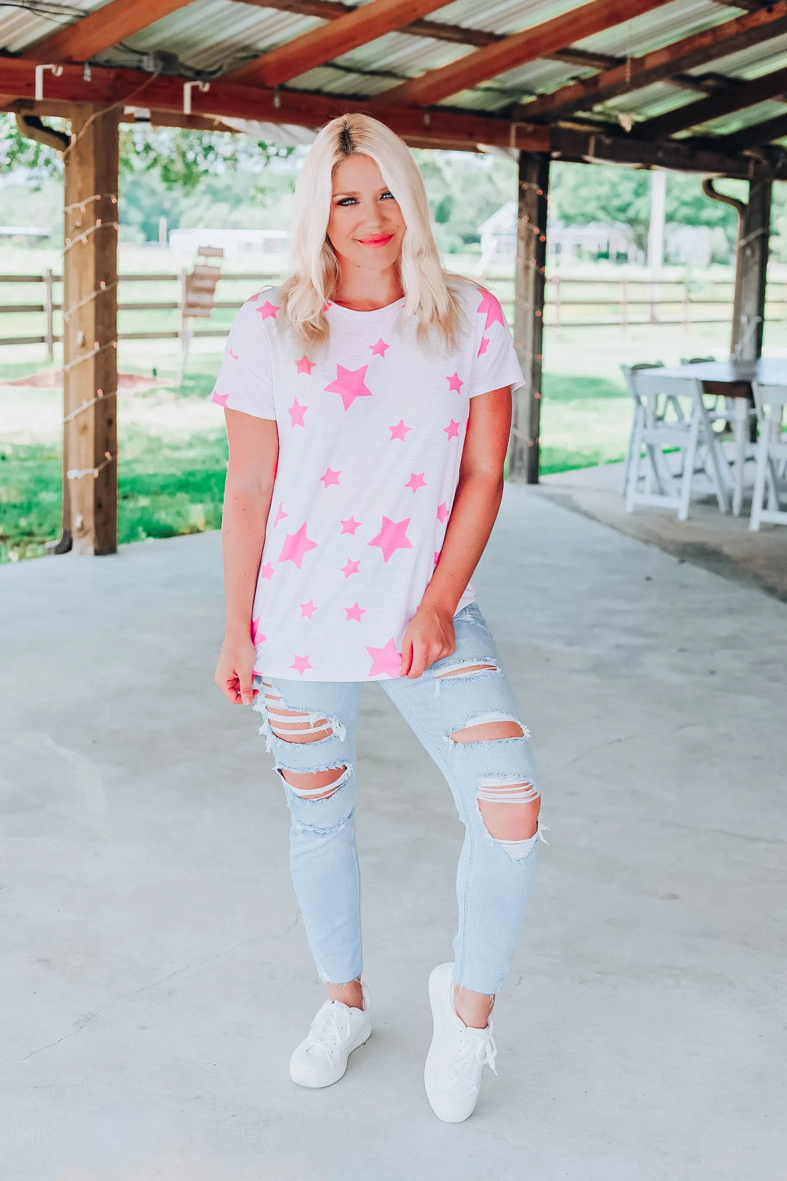 Bubble Gum Pink Star Tunic