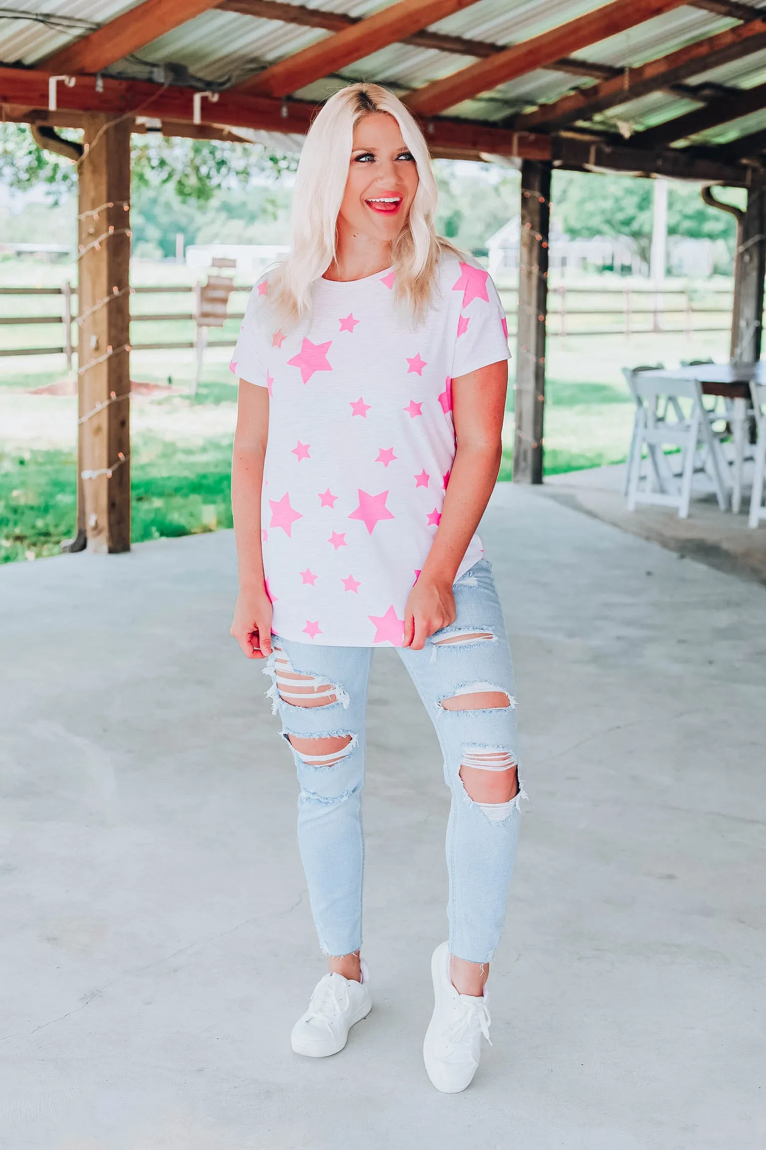 Bubble Gum Pink Star Tunic