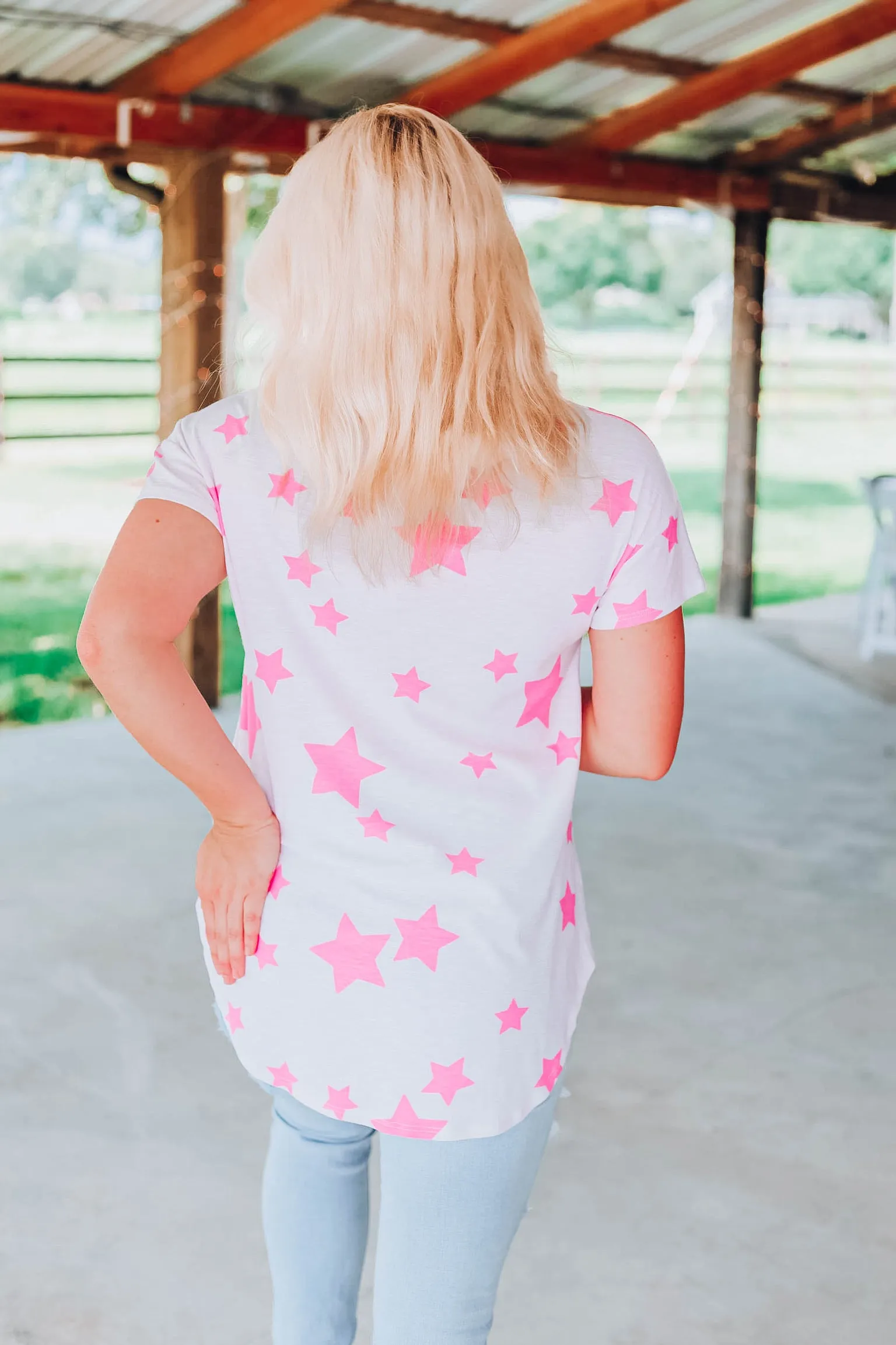 Bubble Gum Pink Star Tunic