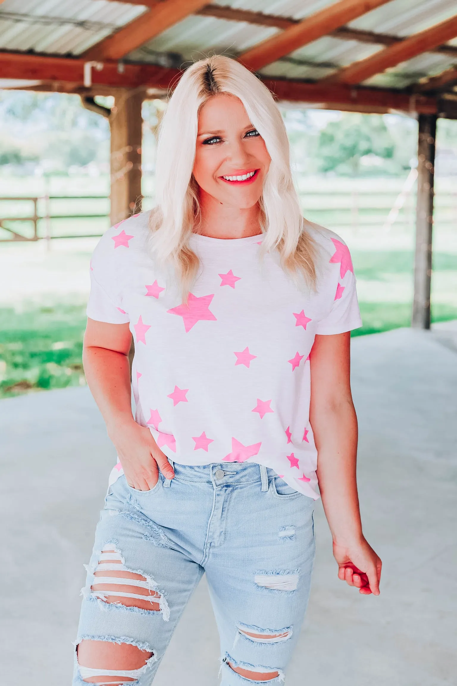 Bubble Gum Pink Star Tunic