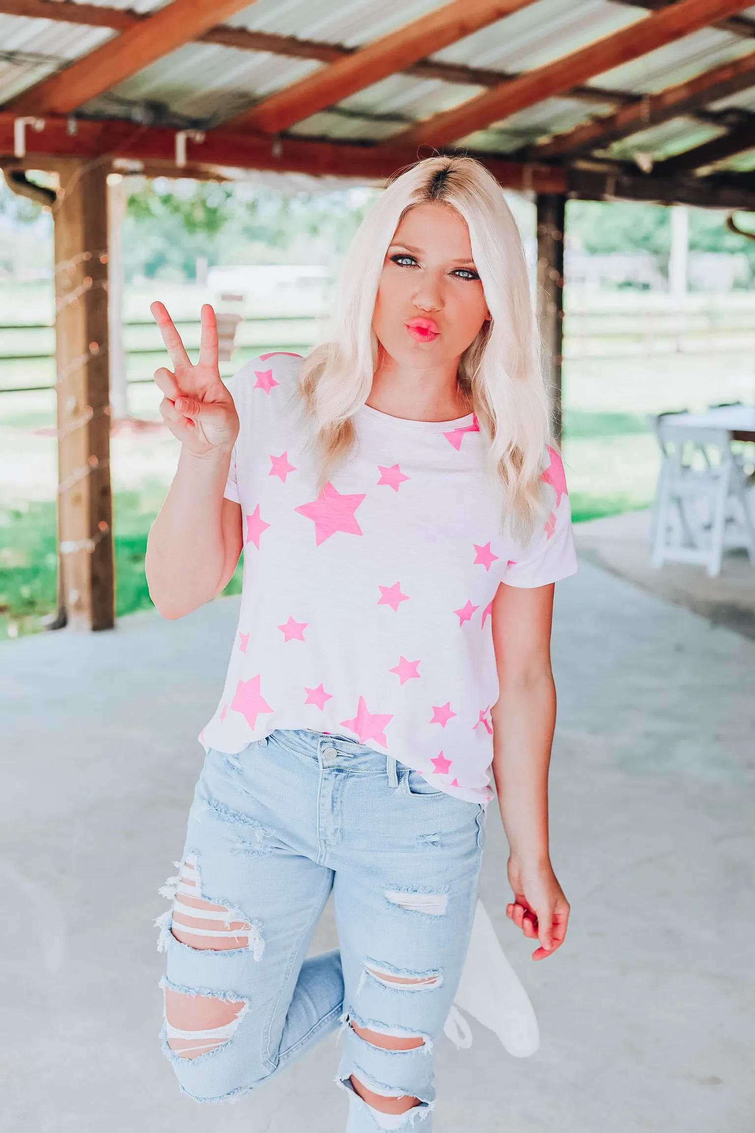 Bubble Gum Pink Star Tunic