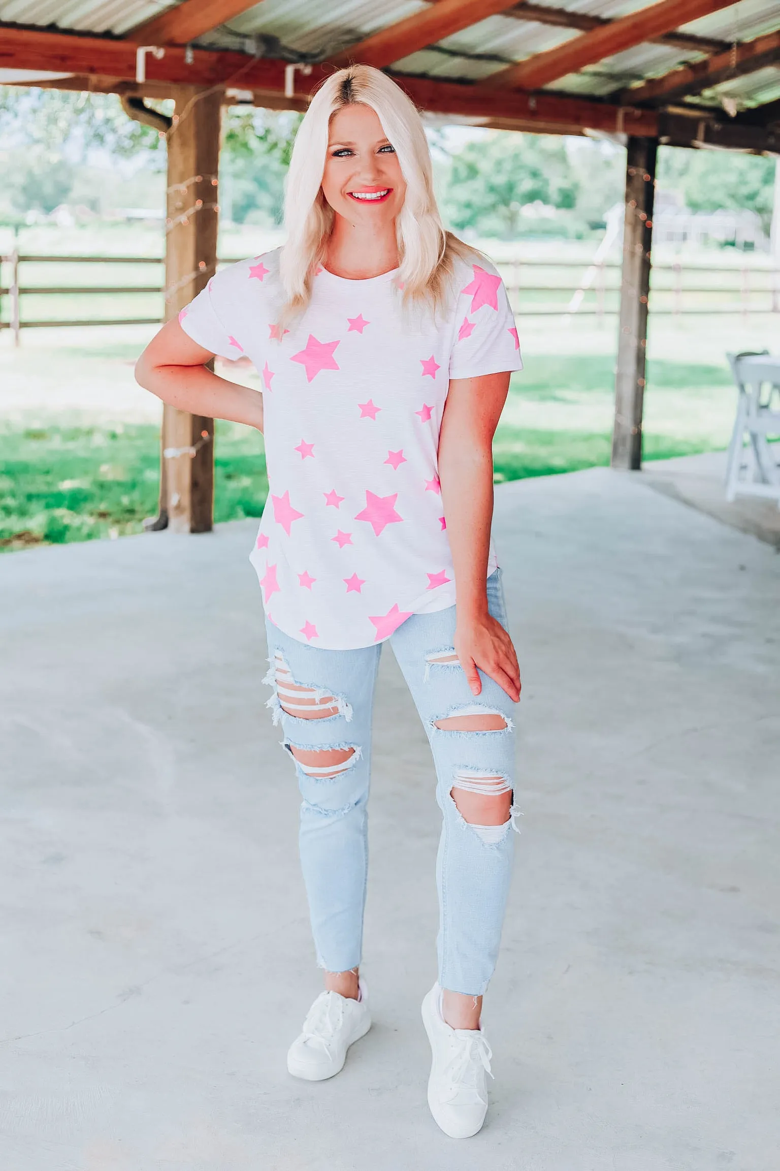 Bubble Gum Pink Star Tunic