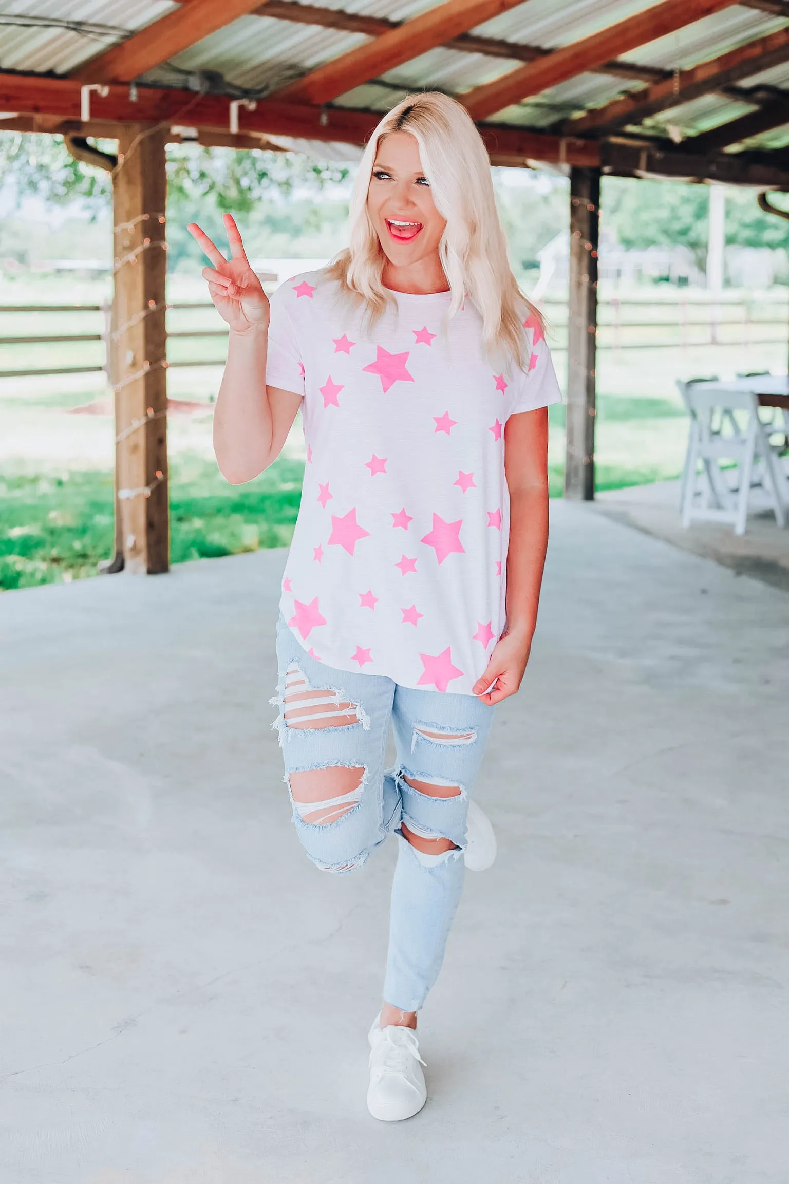 Bubble Gum Pink Star Tunic