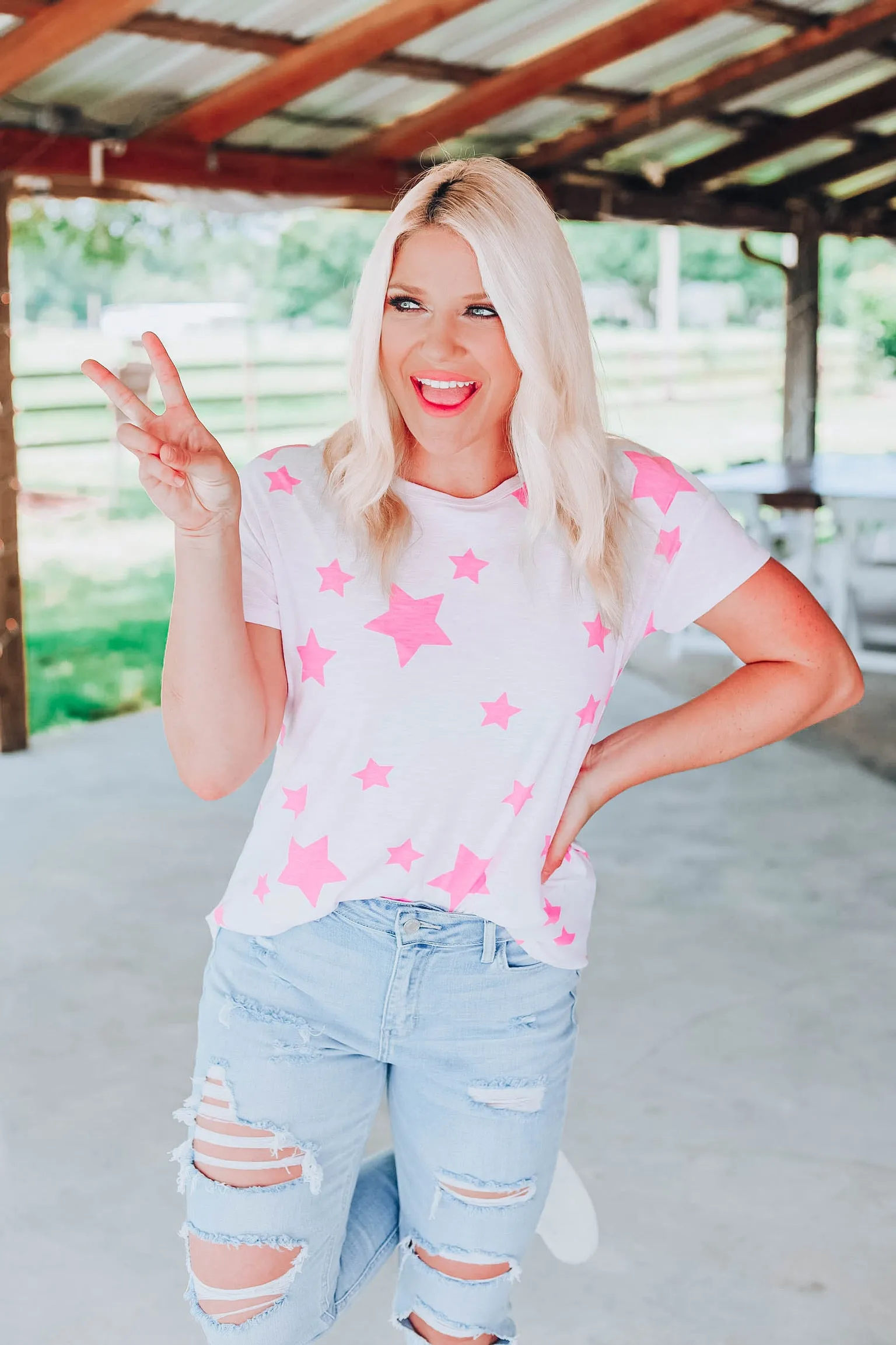 Bubble Gum Pink Star Tunic