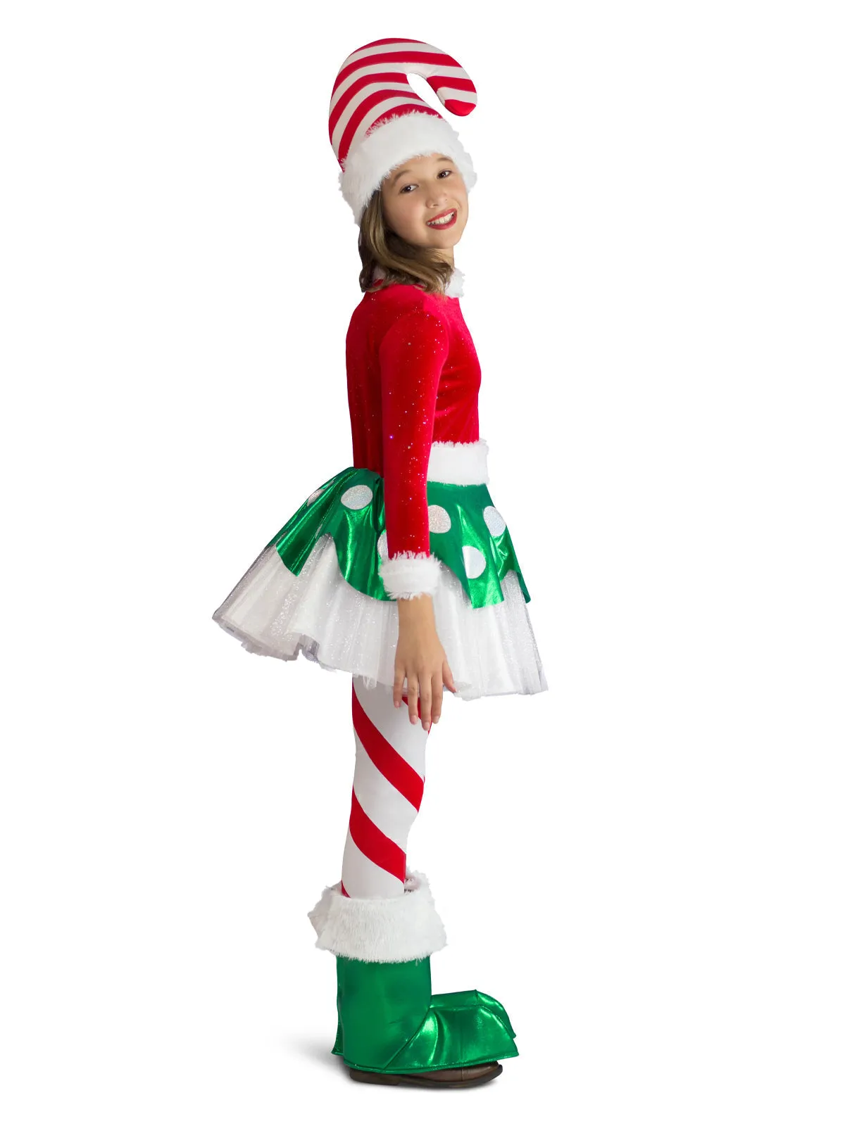 Candy Cane Elf Princess Costume for Kids