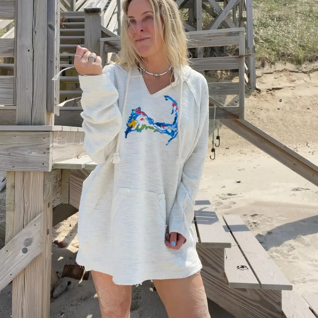 Cape Cod Reverse French Terry Hoodie -Water: Large