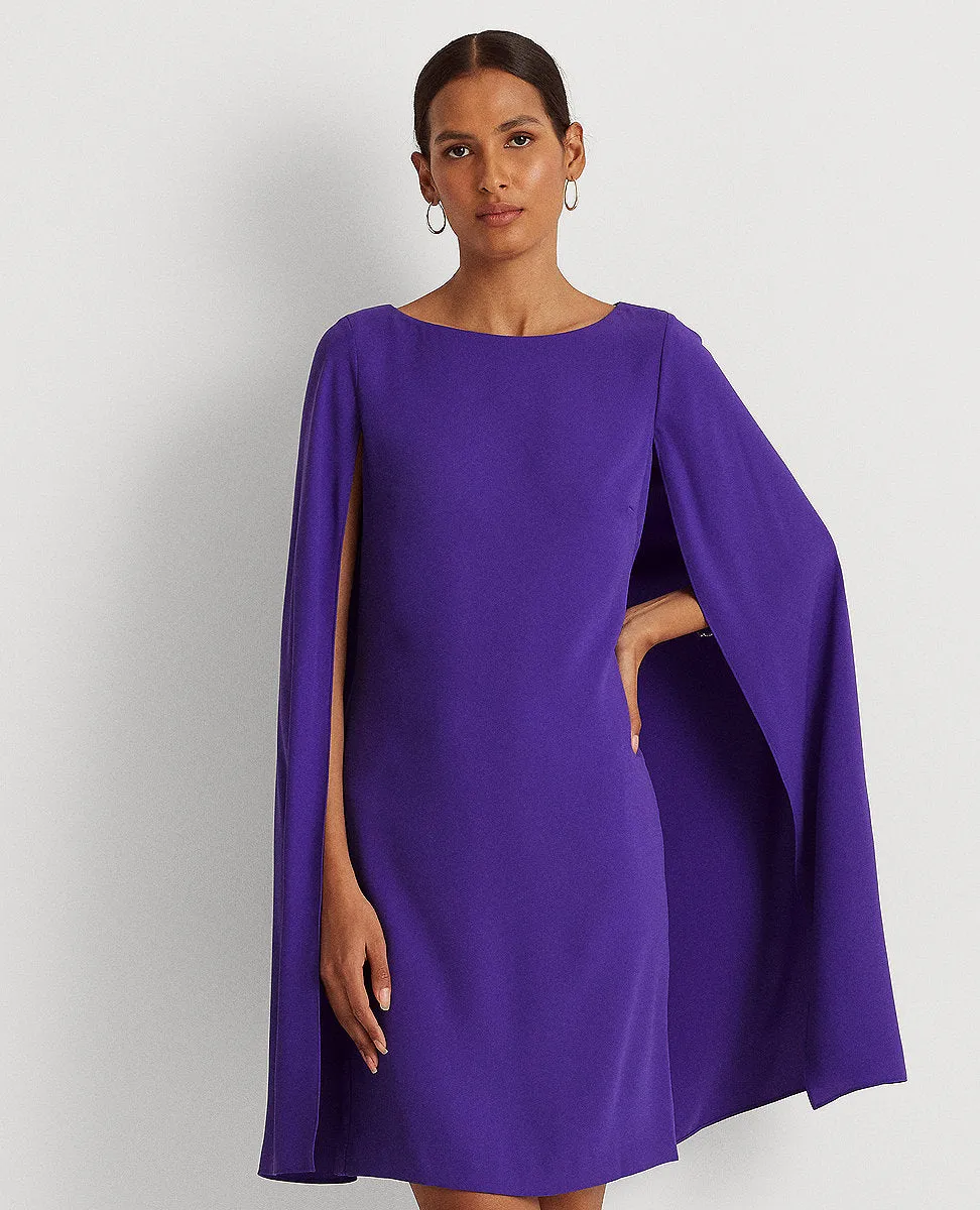 Cape Georgette Cocktail Dress In Purple