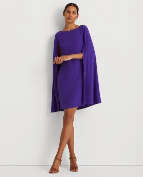 Cape Georgette Cocktail Dress In Purple