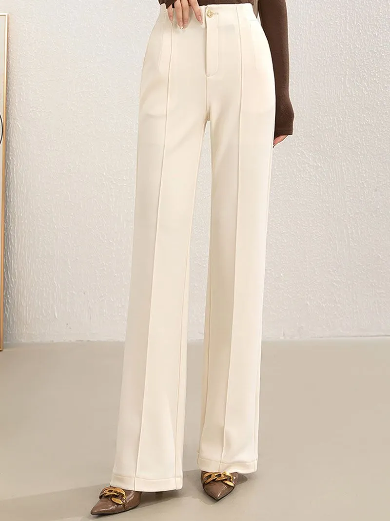 Casual Slimming Ribbed Wide Straight Leg Pants