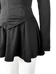 Casual Tight Waist Long Sleeved Flared Skirt Two Piece Set (With Safety Pants) AY3492