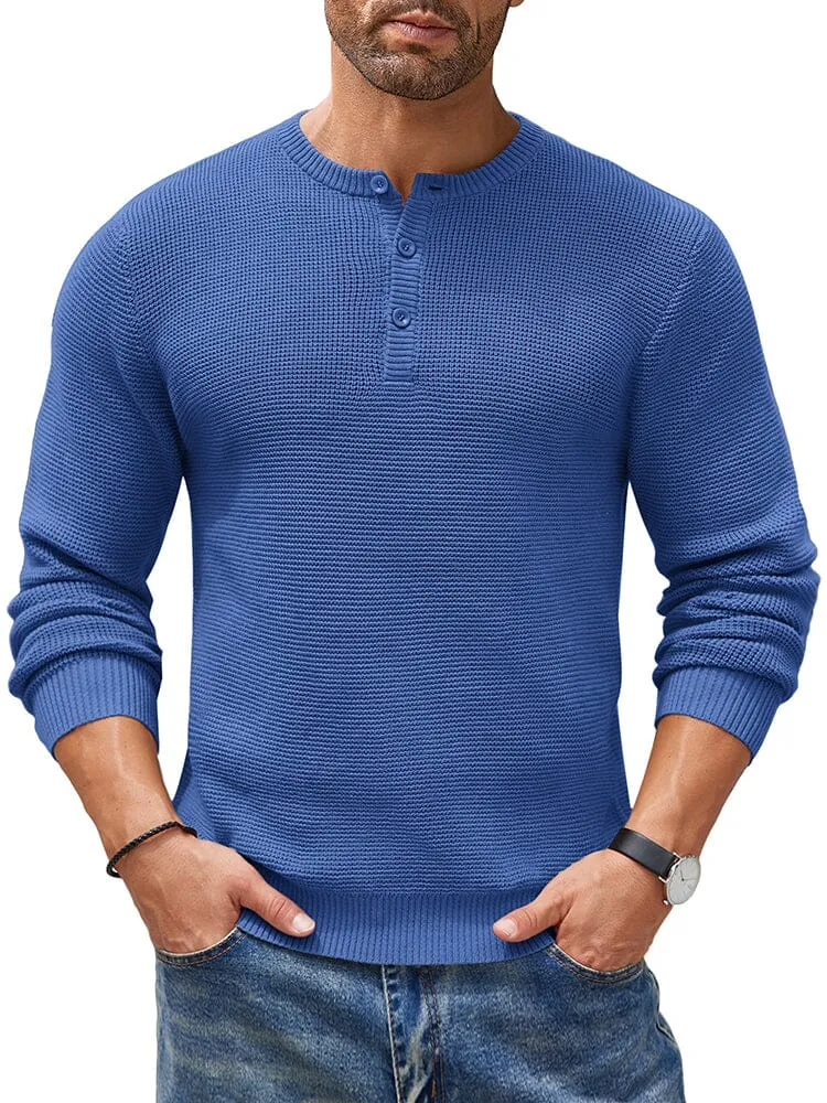 Casual Waffle Texture Henley Sweater (US Only)