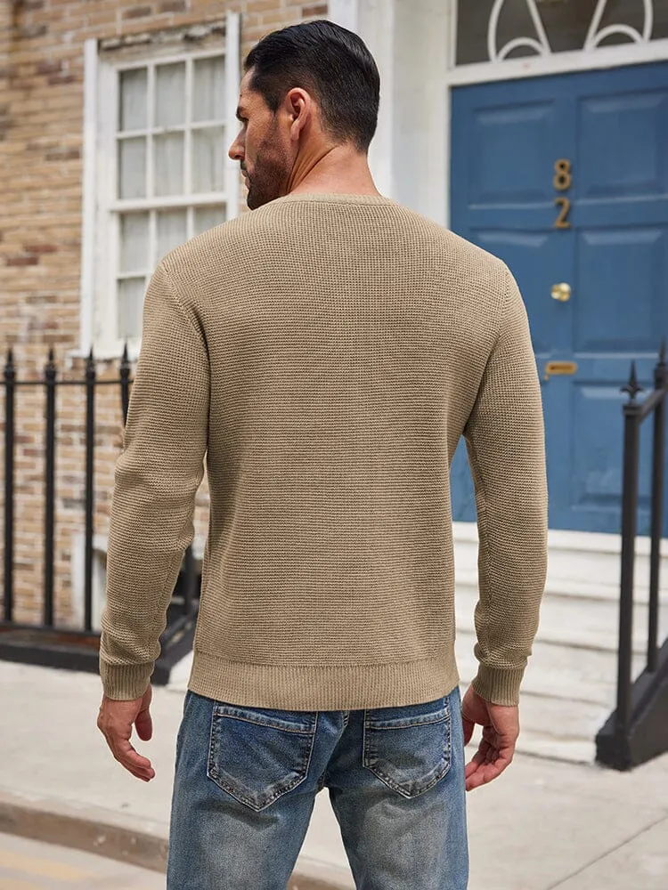 Casual Waffle Texture Henley Sweater (US Only)