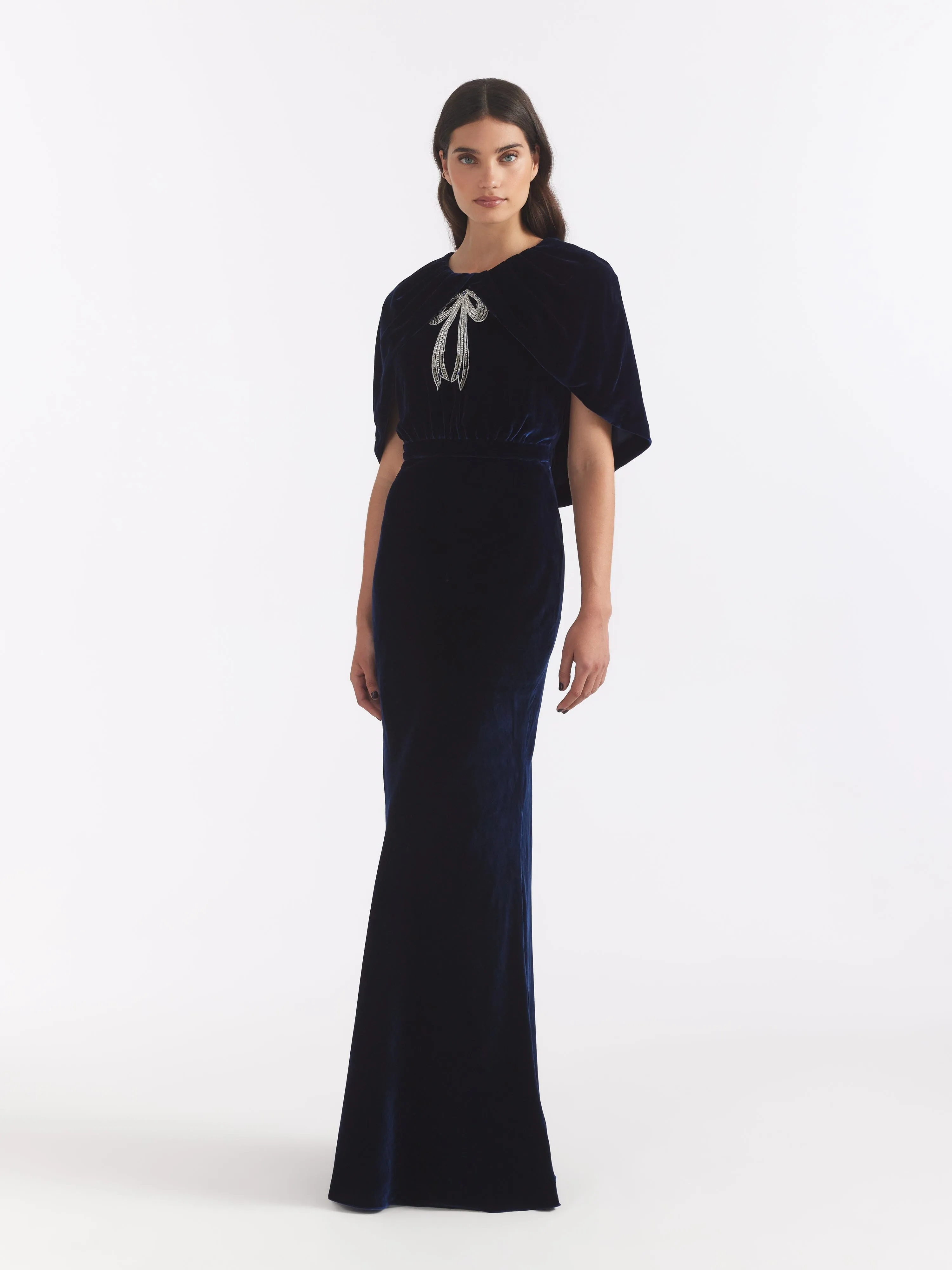 Celeste Long Dress in Navy Cardinal Ribbon