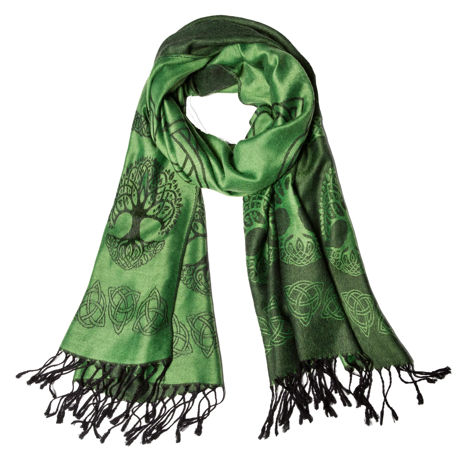 Celtic Knot Tree Of Life Scarf- Green and Black