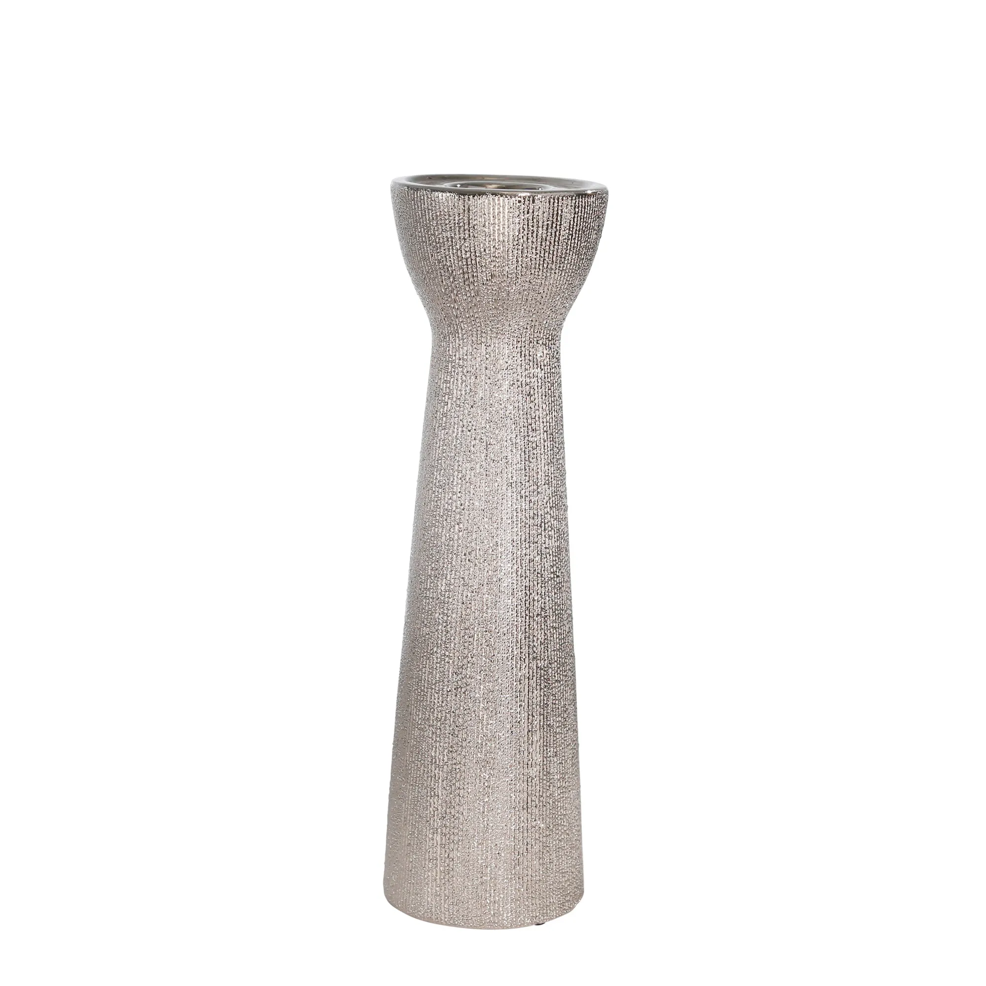 Ceramic 14" Bead Candle Holder,Silver