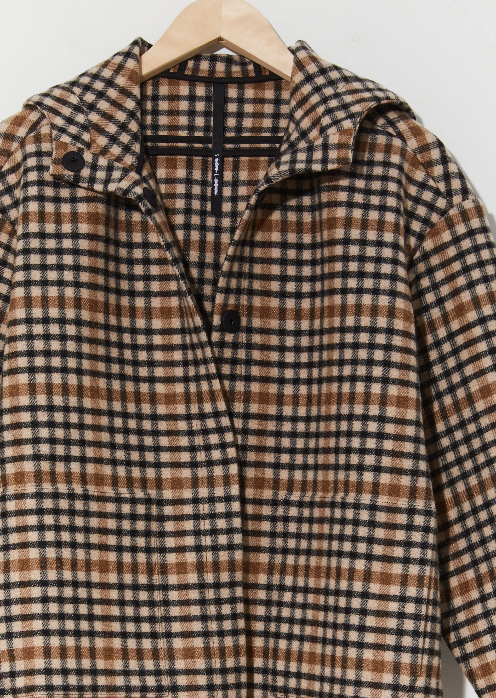 Checked Wool Hoodie Jacket