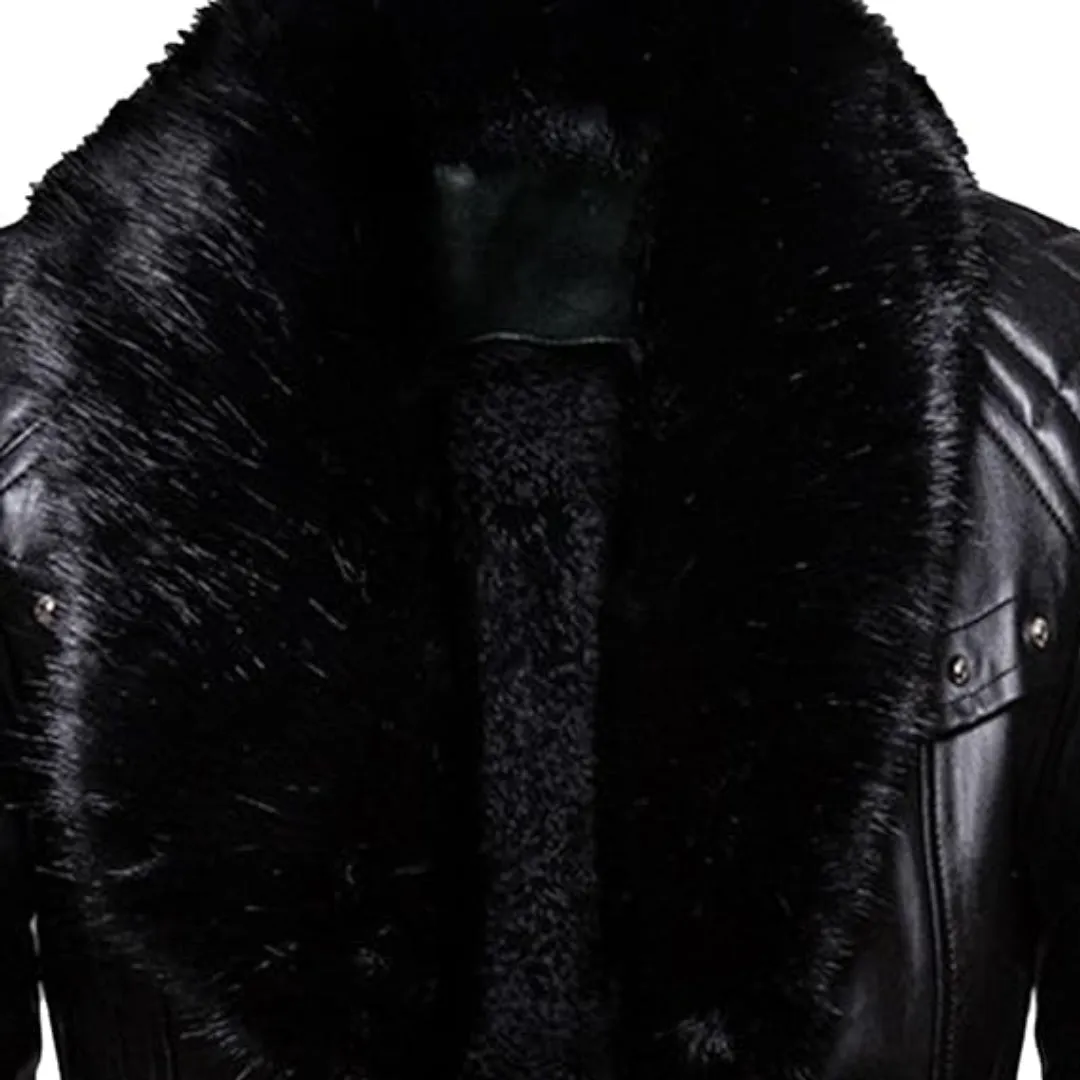 Christmas Removable Fur Collar Real Leather Jacket