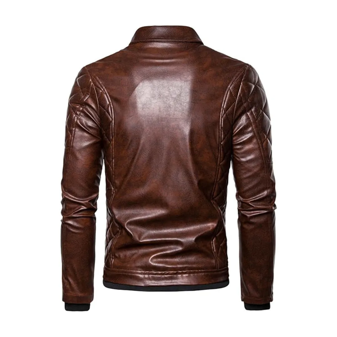 Christmas Removable Fur Collar Real Leather Jacket