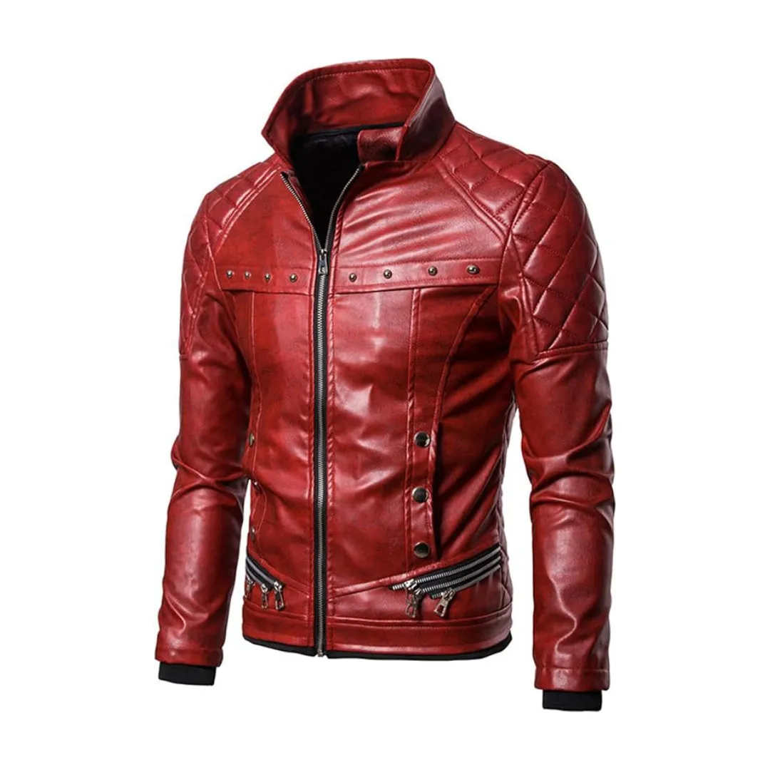 Christmas Removable Fur Collar Real Leather Jacket