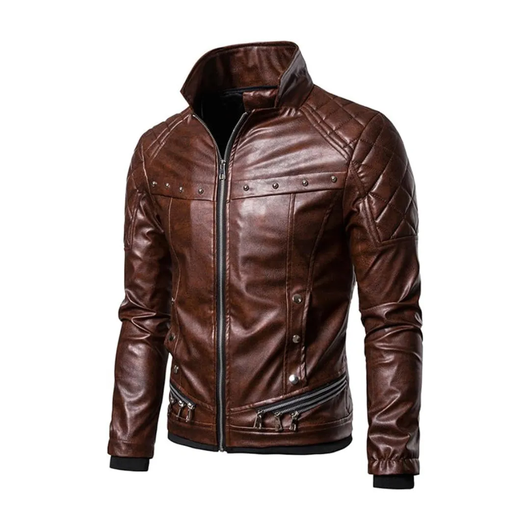 Christmas Removable Fur Collar Real Leather Jacket