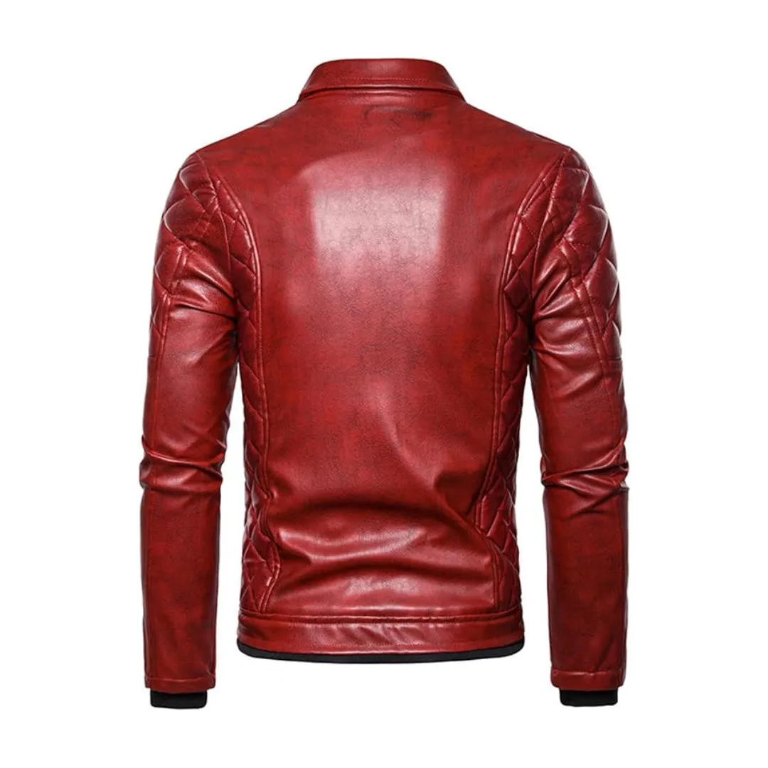 Christmas Removable Fur Collar Real Leather Jacket