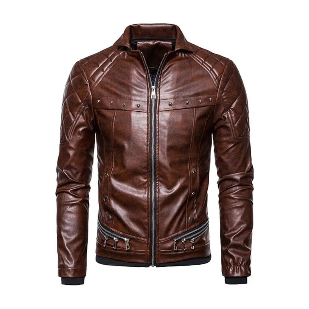 Christmas Removable Fur Collar Real Leather Jacket