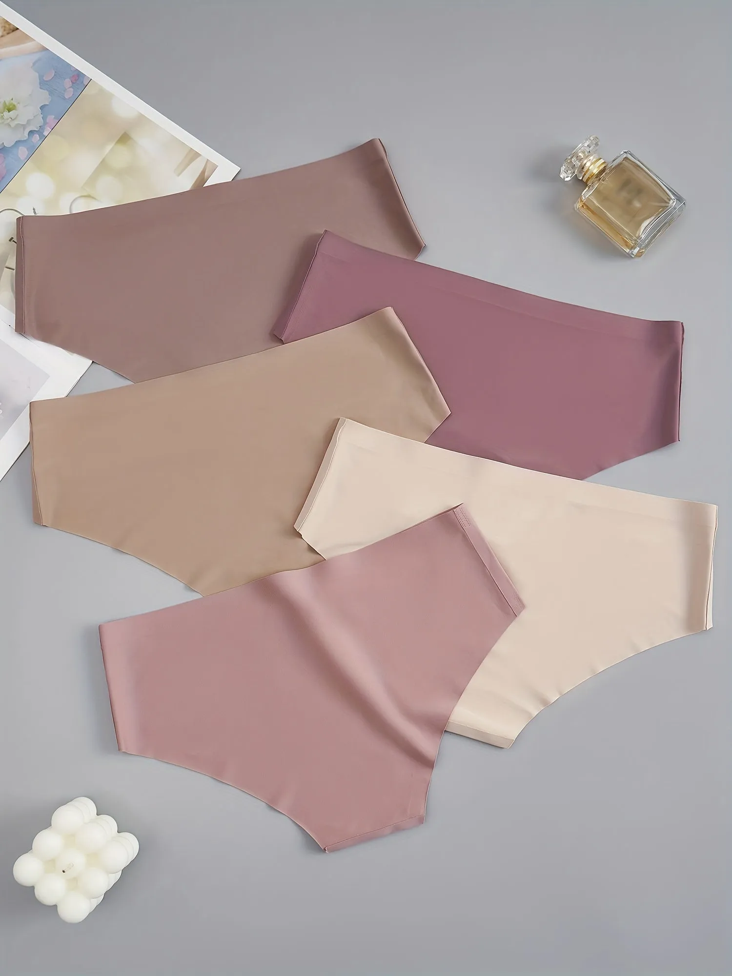 Comfortable Stretchy Briefs 5 Seamless Solid Intimates for Women