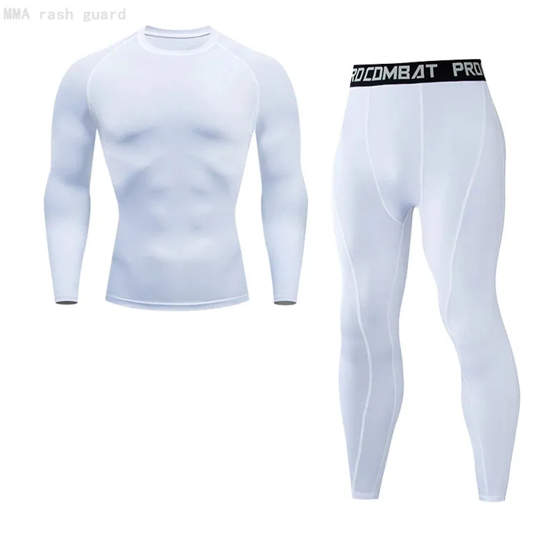 Compression underwear Men's Winter Thermal underwear MMA 3D wolf Bodybuilding T-Shirt Rashgarda leggings 2 piece tracksuit Men