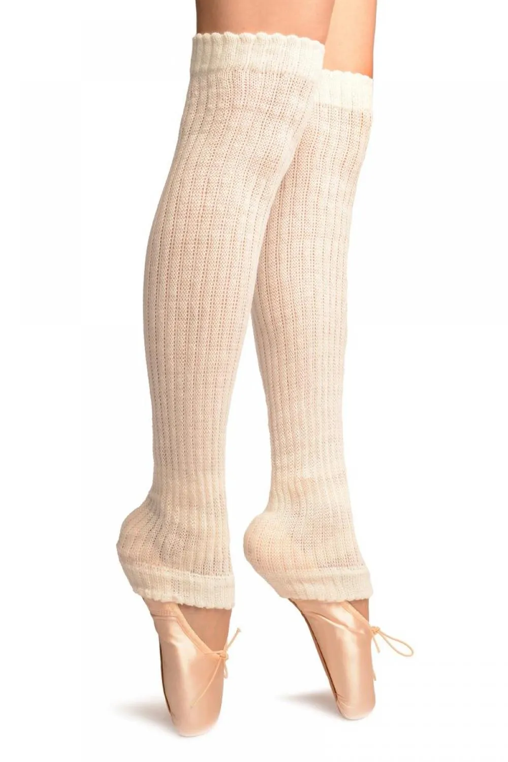 Cream Double Rib Stitch Dance/Ballet Leg Warmers