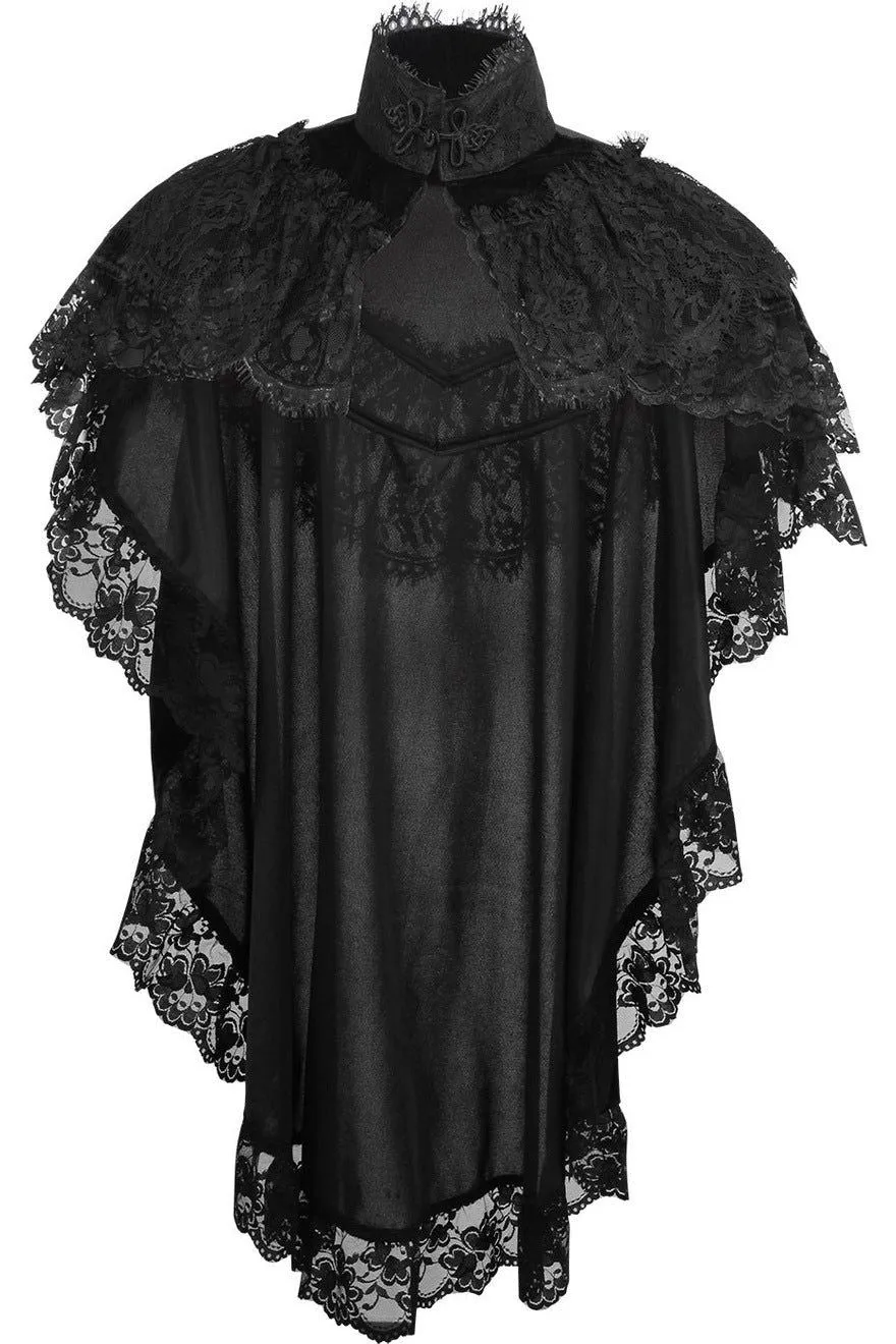 Daisy Corsets Tapered Black Velvet & Lace Capelet