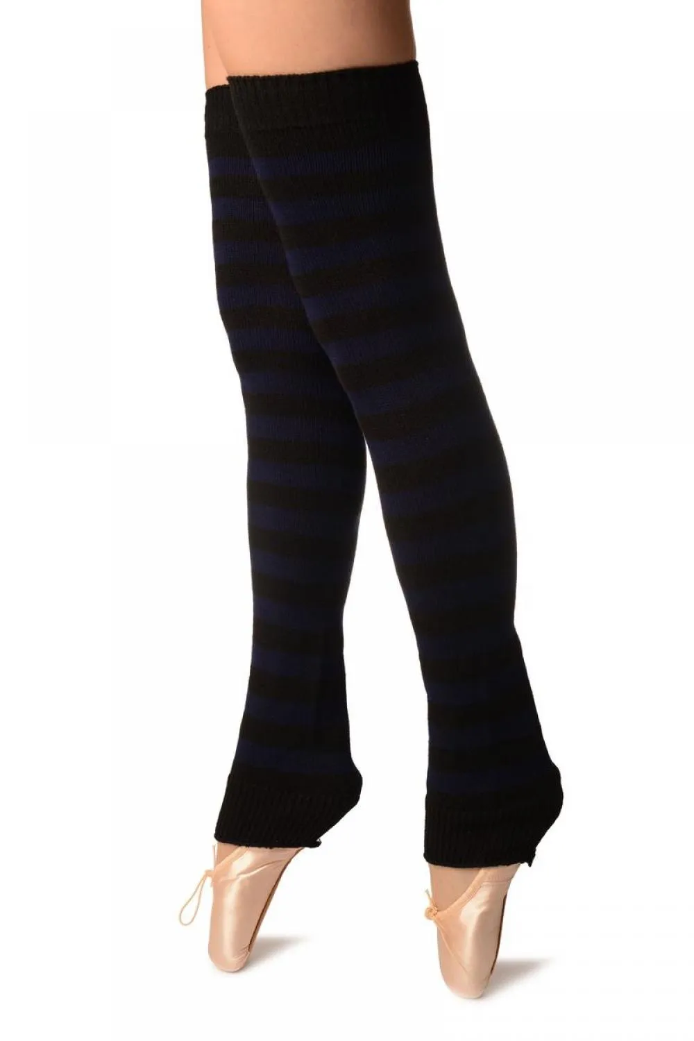 Dark Blue & Black Stripes Dance/Ballet Leg Warmers