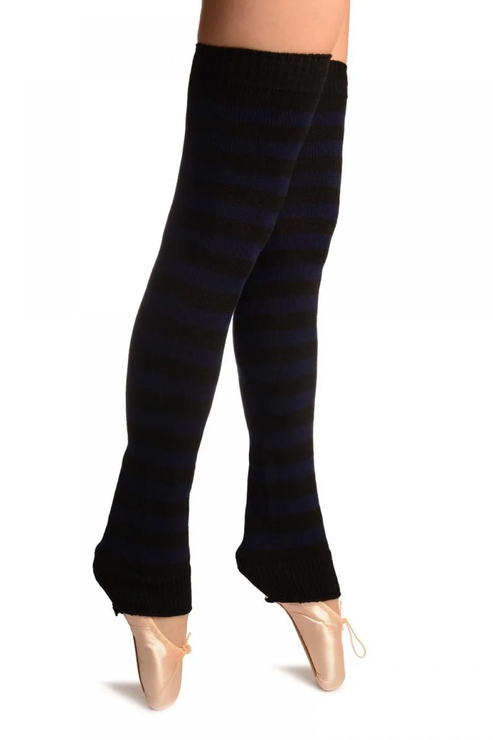 Dark Blue & Black Stripes Dance/Ballet Leg Warmers