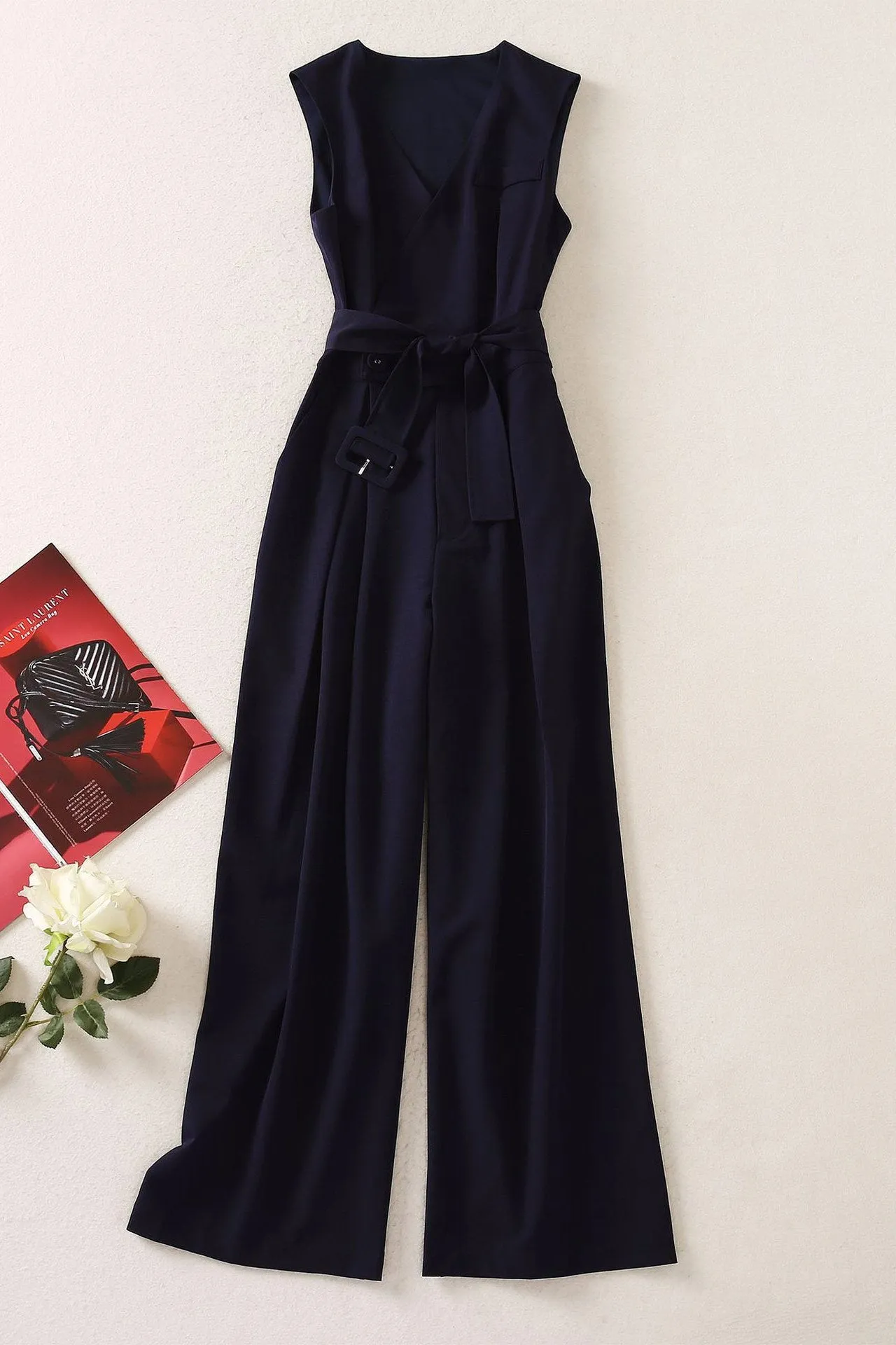 Dark Navy Sleeveless Jumpsuit