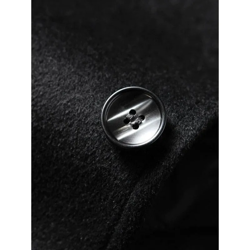 Dark Thickened Woolen Coat Men's Lapel Windbreaker Top Jacket Autumn and Winter