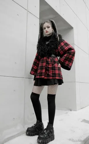 Deville Plaid Faux Fur Coat