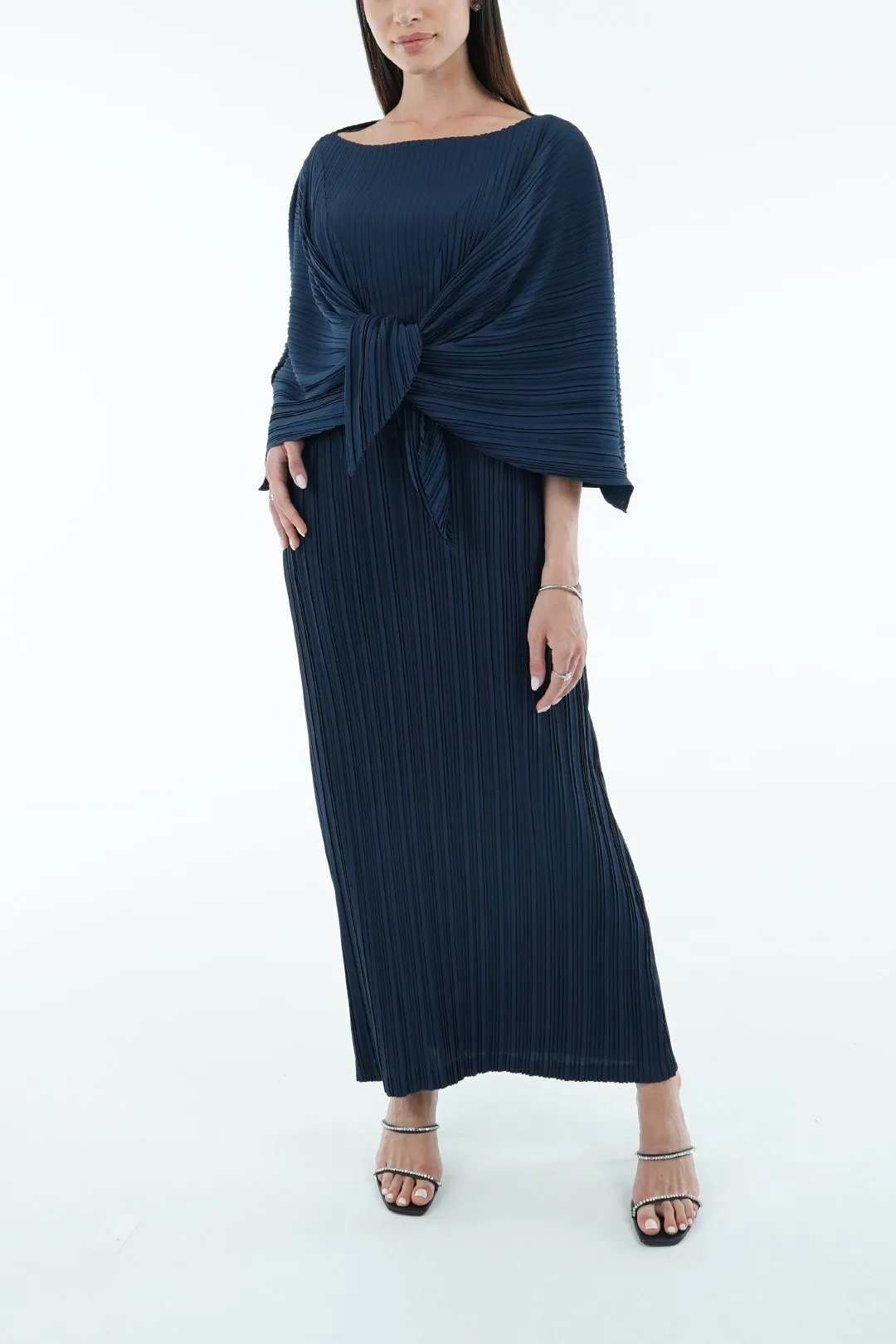 Devin Long Dress with Shoulder Cape