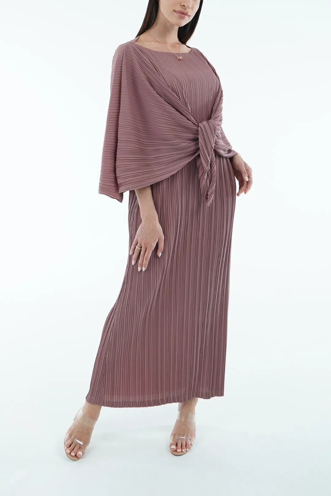 Devin Long Dress with Shoulder Cape