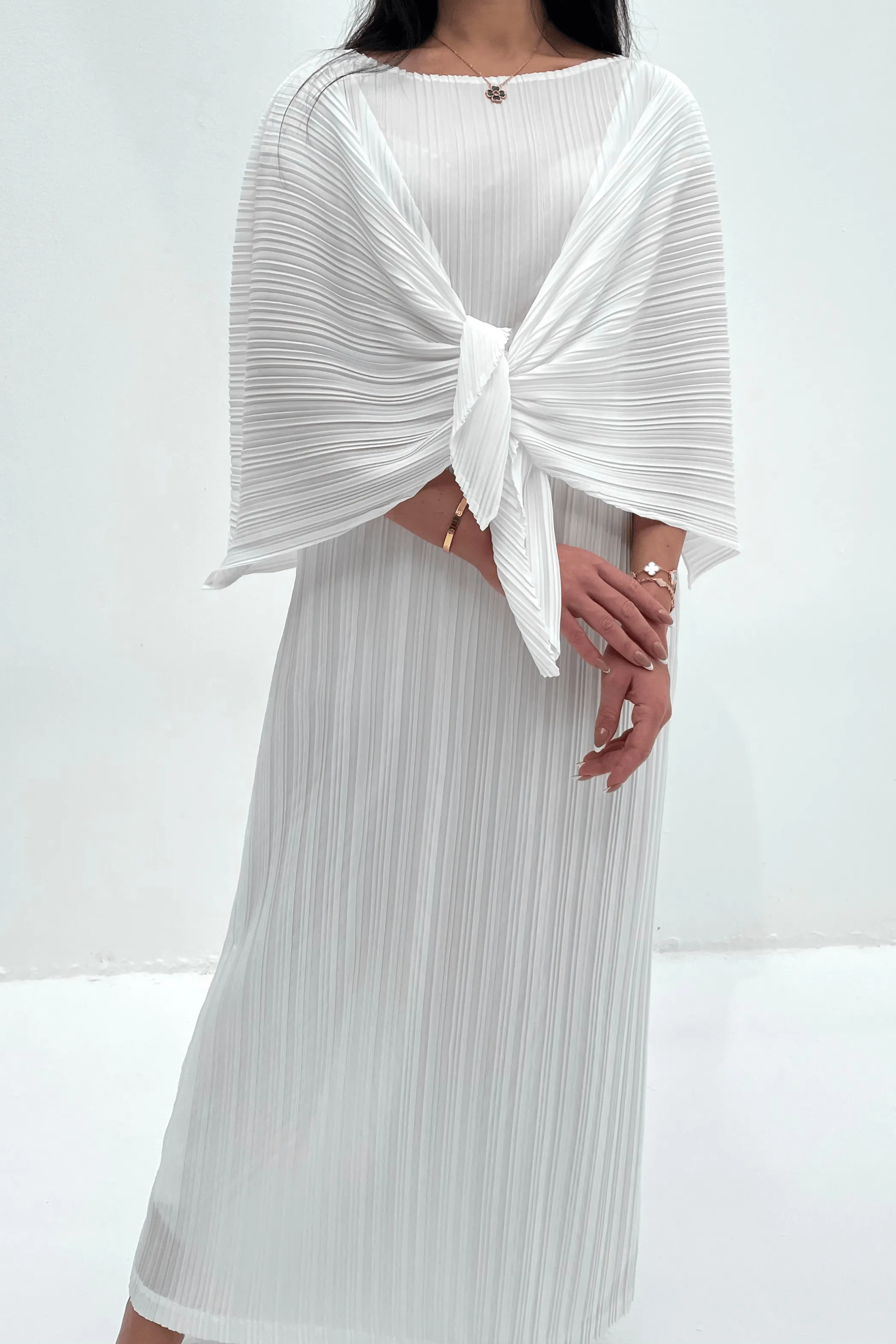 Devin Long Dress with Shoulder Cape