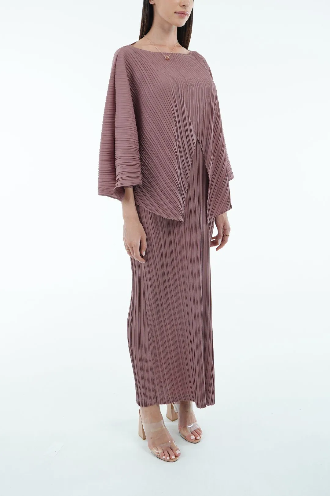 Devin Long Dress with Shoulder Cape