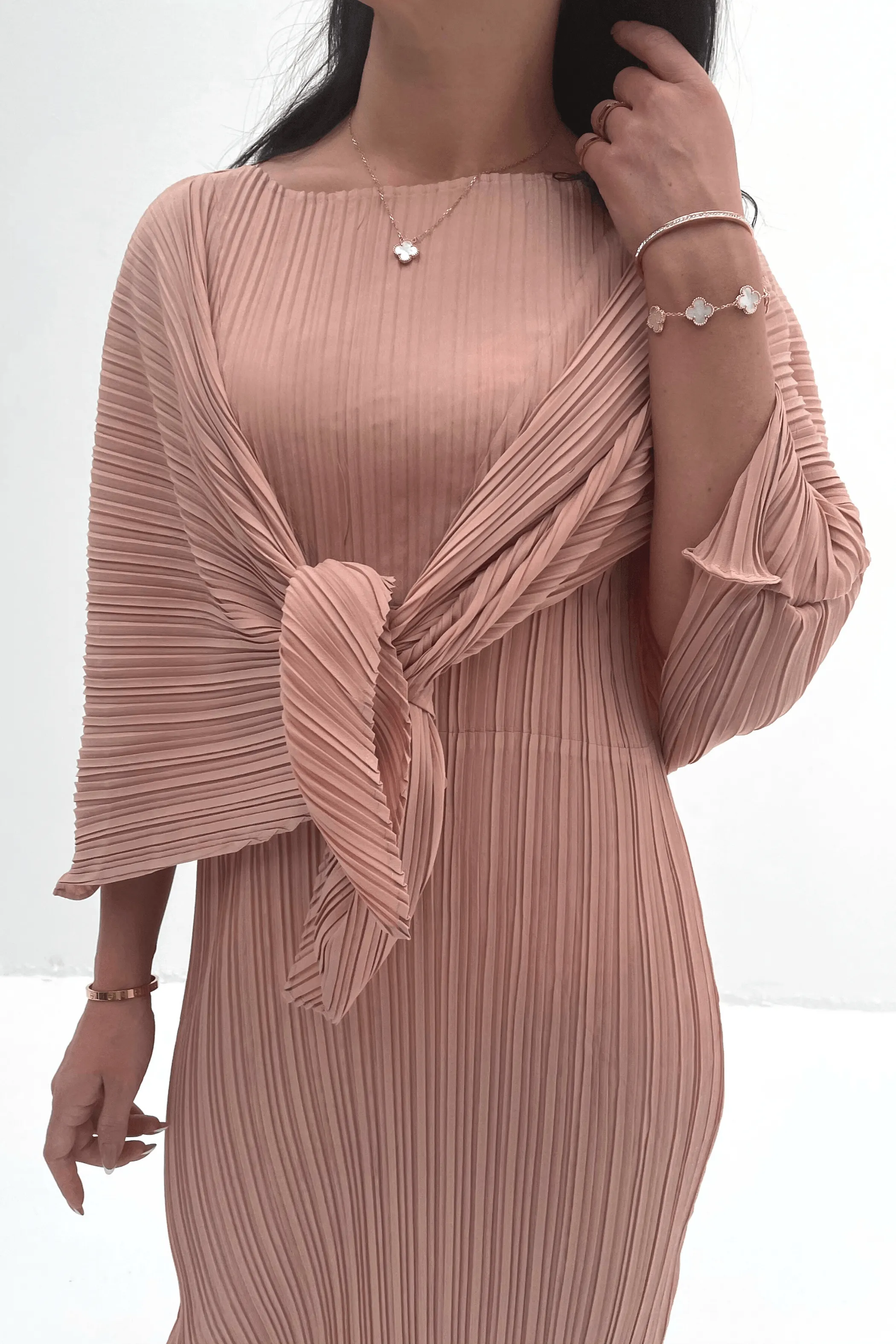 Devin Long Dress with Shoulder Cape