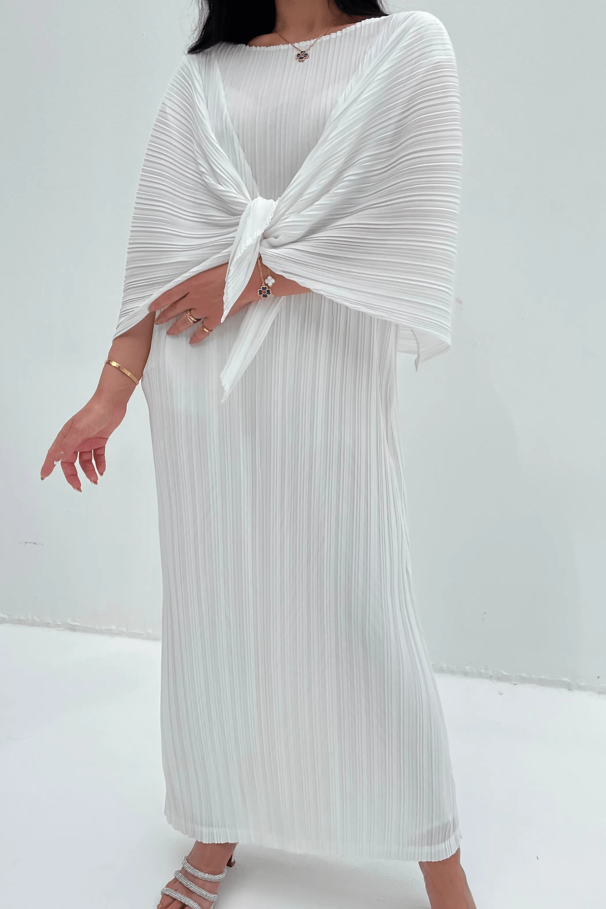 Devin Long Dress with Shoulder Cape